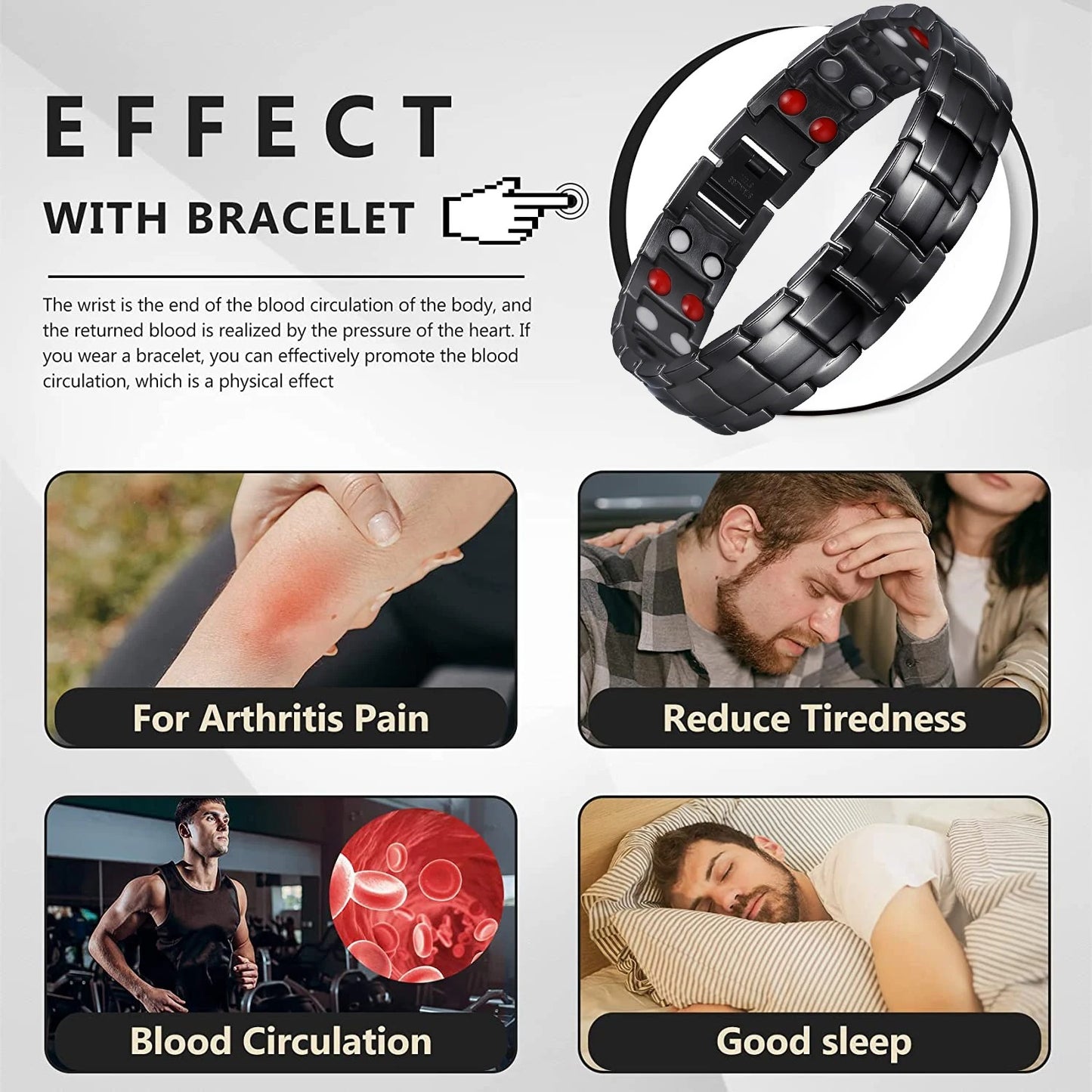 Health Magnetic Stainless-Steel Bracelet for Weightloss, Arthritis, balanced sleep (anti stress), and Anti-Radiation