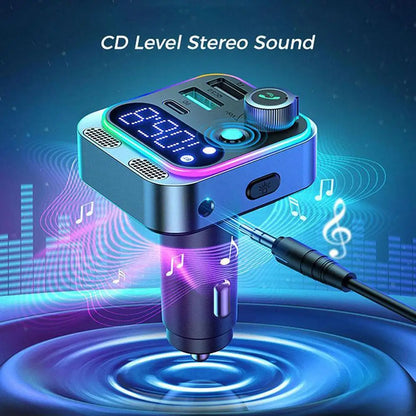Bluetooth 5.3 FM Transmitter 4 Port USB Car Charger Type C PD 250W Fast Charging Adapter
