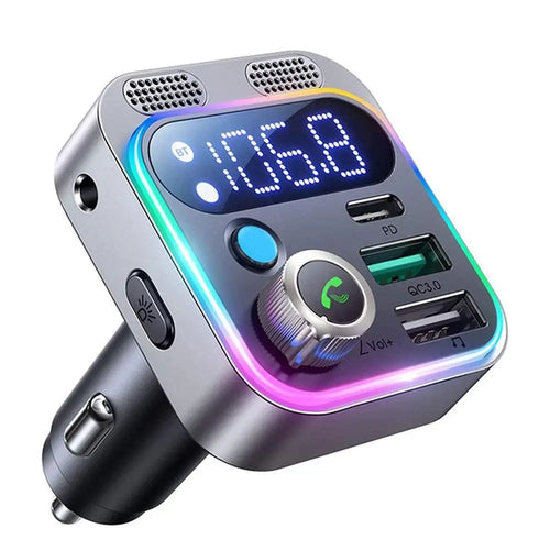 Bluetooth 5.3 FM Transmitter 4 Port USB Car Charger Type C PD 250W Fast Charging Adapter