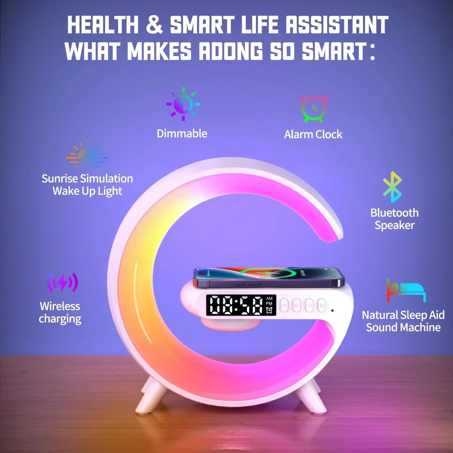 RGB Alarm Clock Charger & Speaker