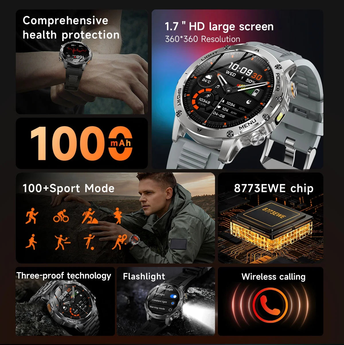 AK87 Sentinel™ | Rugged Bluetooth Calling Smart Watch