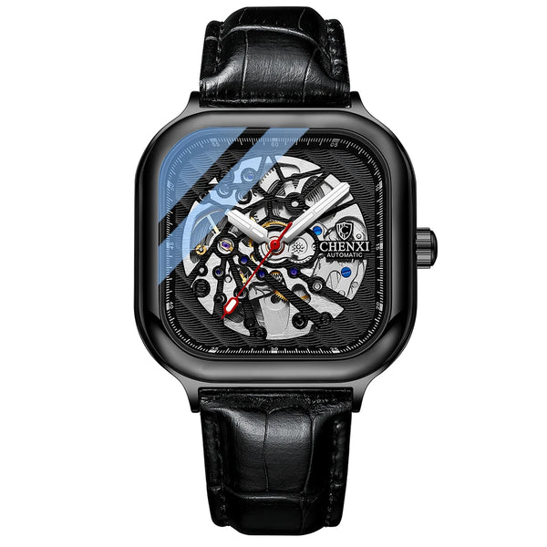 CHENXI T5 Leather Watch, Black